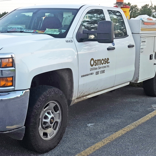 Contractor Osmose inspecting poles